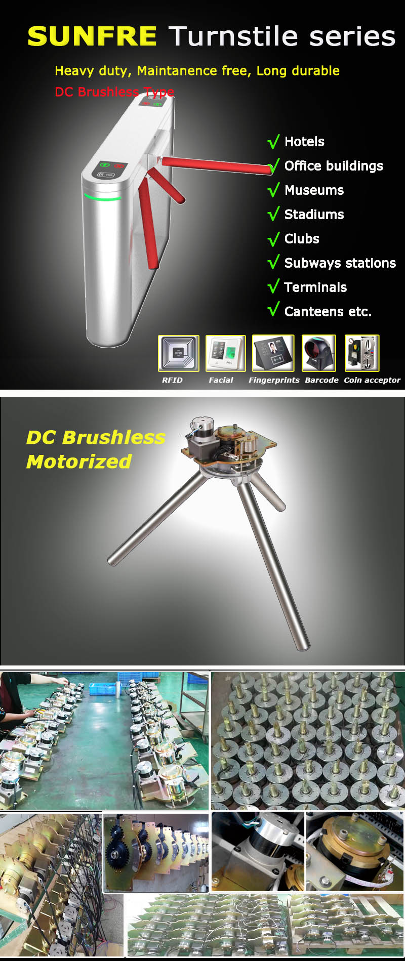 motorized tripod turnstile, 3 arm turnstile, arm gate