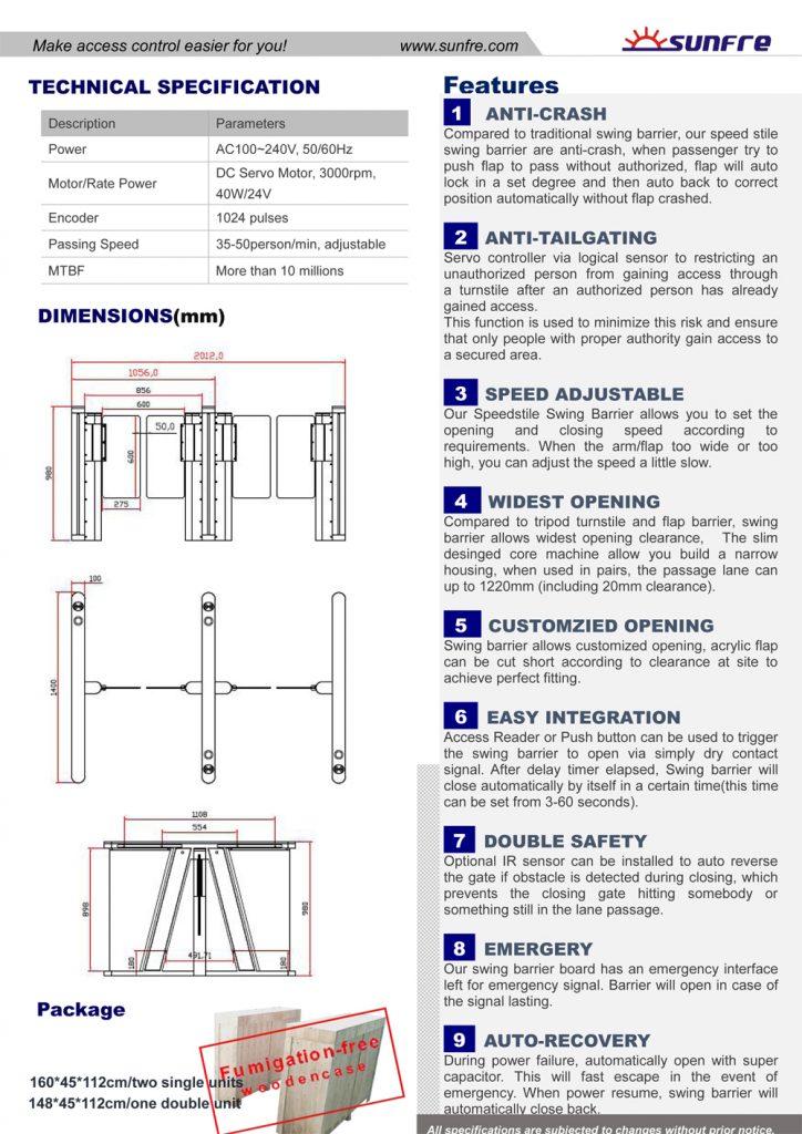 speedstile swing barrier, swing barrier, servomorized barrier, fast speed barrier